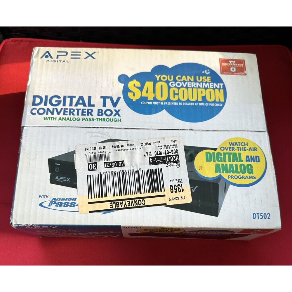 Apex‎ DT250 Digital TV Converter Box w Analog PassThrough w Remote New Sealed